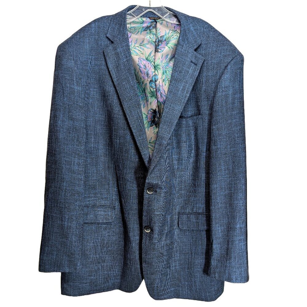 OAK HILL by DXL Blue Crosshatch Blazer 2XLT 50/52 Denim Blue & Navy Big & Tall
